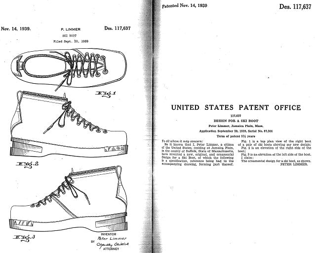Scan of 1st Ski Boot Patent in North America Limmer Boot Ski Boot Patent
