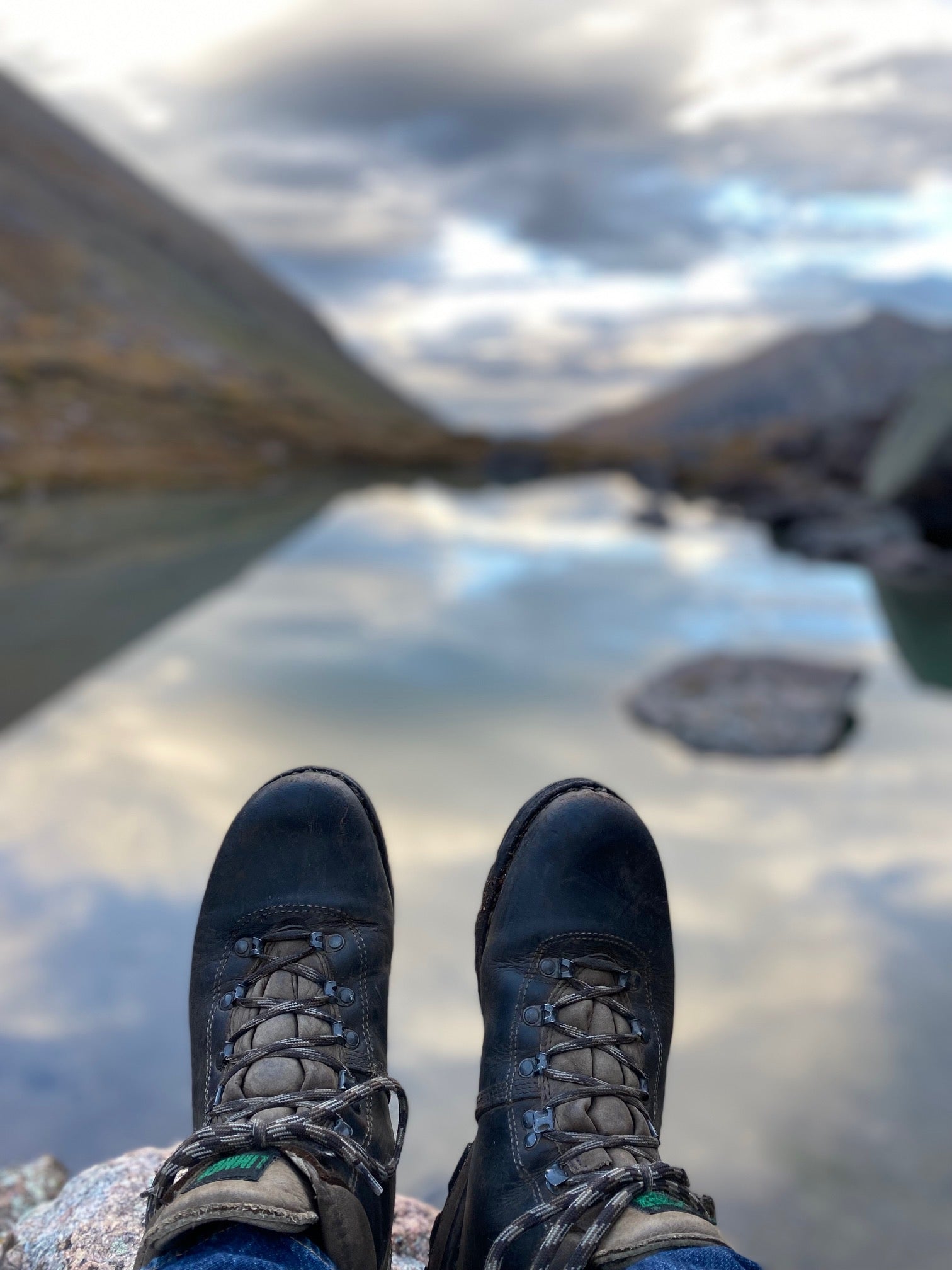 Limmer Looking over Lake in Mountains